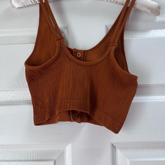Rust Ribbed Button-Front Bralette - Picture 2 of 3